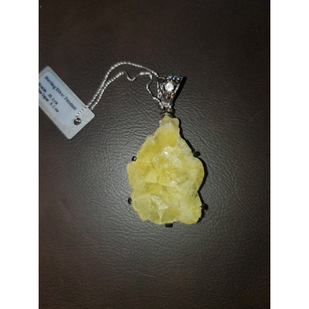 Starborn Creations 925 Silver Pendant With Large Brucite And White Topaz - Picture 3 of 11